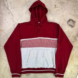 True vintage 70s/80s red active hoodie double face grey burgundy size M Mens